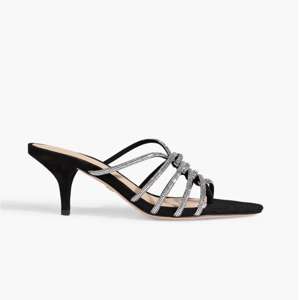 Brand New Veronica Beard crystal-embellished suede mules